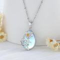 wholesale 925 Sterling Silver Blue Opal Birth Flower Tree of Life Pendant Necklace Gifts for Women-0-4