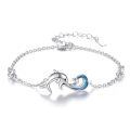 wholesale 925 Sterling Silver Metal Blue Crystal Dolphin Bracelet for Women - Ocean Theme Beach Jewelry-0-0