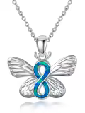 wholesale 925 Sterling Silver Blue Fire Opal Butterfly Pendant Necklace for Women's Gifts-0-0