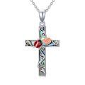 TOUPOP Sterling Silver Abalone Shell Butterfly Ladybug Hummingbird Dragonfly Bee Rose Cross Pendant-0-0