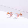 wholesale Sterling Silver Moonstone Stud Earrings 4mm Hypoallergenic Nickel-Free Gift for Women-0-2