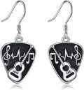wholesale 925 Sterling Silver Vintage Punk Guitar Note Drop Earrings Classic Musician Gift for Women-0-0