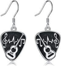 wholesale 925 Sterling Silver Vintage Punk Guitar Note Drop Earrings Classic Musician Gift for Women-Guitar Pick