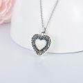 wholesale 925 Sterling Silver Heart Cremation Urn Necklace Oxidized Floral Amethyst Memorial Pendant-0-29