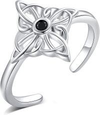 wholesale 925 Sterling Silver Animal Ring Highland Cow Panda Snake Koala Adjustable Open Ring for Women Christmas Birthday Gift-Witches Knot Ring