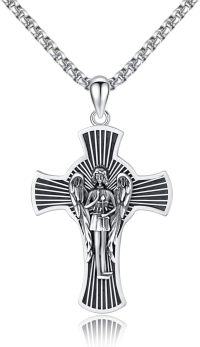 wholesale 925 Sterling Silver Cross Pendant with Angel Design - Religious Jewelry for Men-Saint Gabriel
