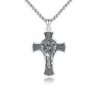 wholesale 925 Sterling Silver Cross Pendant with Angel Design - Religious Jewelry for Men-Saint Gabriel