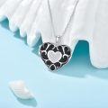 wholesale 925 Sterling Silver Black Enamel Heart Shaped Photo Holder Pendant Necklace for Women-0-2