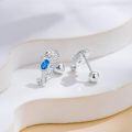 wholesale 925 Sterling Silver Sea Horse Stud Earrings with Blue Crystal Stone-0-4