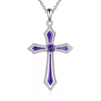 wholesale 925 Sterling Silver 5A CZ Birthstone Necklaces Wholesale for Women Men-B.Purple-February-Amethyst