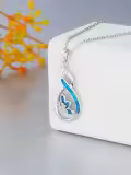 TOUPOP Sterling Silver Created Opal Infinity Butterfly Necklace-0-4