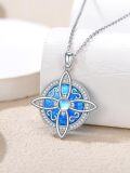 wholesale 925 Sterling Silver Blue Opal Celtic Knot Witch Pendant Necklace s for Women-0-4