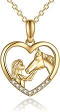 wholesale 14K Gold & Cubic Zirconia Horse Heart Pendant Necklace for Women, Elegant Gift-0-0