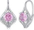 wholesale 925 Sterling Silver Pink Sapphire & Cubic Zirconia Drop Earrings for Women-0-0