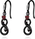 wholesale 925 Sterling Silver Black Snake with Red Rose Drop Earrings for Women-0-0