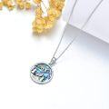 wholesale 925 Sterling Silver Round Mountain Wolf Tree Abalone Shell Pendant Necklace-0-3