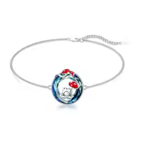 wholesale 925 Sterling Silver Crystal Tree of Life Mushroom Frog Charm Bracelet-Frog Mushroom Bracelet