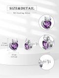 wholesale 925 Sterling Silver Amethyst Cat Stud Earrings - February Birthstone, 10-13mm, Cute & Elegant Gift for Cat Lovers-0-3