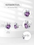wholesale 925 Sterling Silver Cat Earring With Purple Heart Charm-0-3