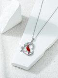 wholesale 925 Sterling Silver Red Enamel Cardinal Bird in Heart Pendant Necklace for Women-0-4