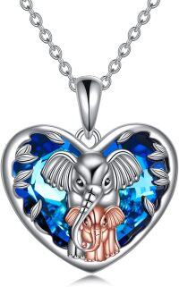 wholesale TOUPOP Mother Daughter Elephant Necklace Sterling Silver Elephant Jewelry For Women Heart Crystal Elephant Necklace Mother Daughter Christmas Xmas Birthday Gifts For Her Women Mom Grandma -undefined
