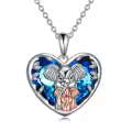 TOUPOP Sterling Silver Crystal Elephant Necklace Mother Daughter Gift-0-0