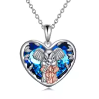 TOUPOP Sterling Silver Crystal Elephant Necklace Mother Daughter Gift-undefined