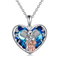 TOUPOP Sterling Silver Crystal Elephant Necklace Mother Daughter Gift-undefined