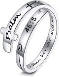 wholesale 925 Sterling Silver Cross Rings Adjustable Wrap Inspirational Jewelry Gifts for Women Teens-0-0