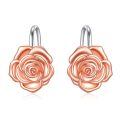 wholesale 925 Sterling Silver Rose Gold Plated Rose Flower Drop Earrings For Women-0-0