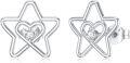 wholesale 925 Sterling Silver Heart & Star Design Cubic Zirconia Stud Earrings for Women-0-0