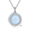 wholesale 925 Sterling Silver Opal Pendant Necklace Wholesale With Zircon Halo-0-0