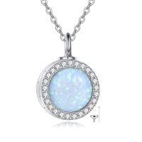 wholesale 925 Sterling Silver Opal Pendant Necklace Wholesale With Diamond Halo-Opal