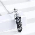 wholesale 925 Sterling Silver Black Crystal Skull Rose Pendant Necklace-0-1