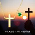 wholesale 14K Gold Green Crystal Cross & Round Charm Necklace for Women-0-5