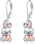wholesale 925 Sterling Silver Pink Heart Rabbit Angel Stud Earrings  for Girls and Women-0-5