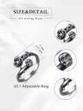 wholesale 925 Sterling Silver Skull And Rose Rings Wholesale With Crystal Center-0-1