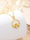 TOUPOP 14K Gold Claddagh Pendant Necklace, Irish Heart Celtic Jewelry Gift-0-1