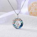 wholesale 925 Sterling Silver Blue Crystal Pendant with Family Figures - 925 Jewelry for Mom Dad Son Daughter Sisters Brothers Gift-0-2
