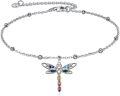 wholesale 925 Sterling Silver Rainbow Crystal Butterfly Pendant Ankle Bracelet for Women Girls  6-8 Adjustable Chain Length-0-0