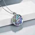 wholesale 925 Sterling Silver Compass Abalone Shell Pendant Necklace with Blue Sapphire Centerstone and Trees Design Gifts for Women Girls Mom-0-3