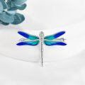 wholesale 925 Sterling Silver Blue & Green Enamel Dragonfly Brooch Pins for Women Girls Gifts Christmas Jewelry 2023-0-1