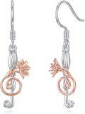wholesale 925 Sterling Silver Treble Clef Flower Drop Earrings with CZ Stones-0-0