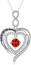 wholesale 925 Sterling Silver Red Garnet Infinity Heart Pendant Necklace for Women Wife Her-0-0