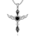 TOUPOP Sterling Silver Stone Gothic Star Of David Cross Wolf Necklace For Men-0-0