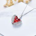 wholesale 925 Sterling Silver Red Crystal Angel Wings Heart Cremation Pendant Necklace-0-3
