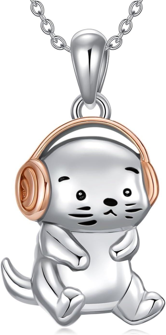 Sterling Silver Sea Otter Pendant Necklace Jewelry Gift-One Otter