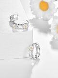 wholesale 925 Sterling Silver Daisy Huggie Hoop Earrings - Floral Jewelry for Women-0-1