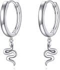 wholesale 925 Sterling Silver Snake Shape Dangle Drop Huggie Hoop Earrings for Women -0-0