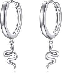wholesale 925 Sterling Silver Snake Shape Dangle Drop Huggie Hoop Earrings for Women -Silver Snake